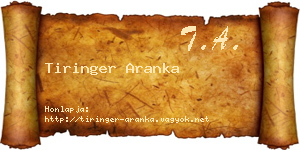 Tiringer Aranka névjegykártya